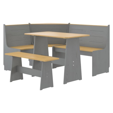 vidaXL Set da Pranzo 3 pz Marrone Miele e Grigio in Legno di Pino