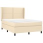 vidaXL Giroletto a Molle con Materasso Crema 140x19 cm in Tessuto