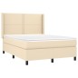vidaXL Giroletto a Molle con Materasso Crema 140x19 cm in Tessuto