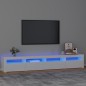 vidaXL Mobile Porta TV con Luci LED Bianco Lucido 240x35x40 cm vidaXL Mobile Porta TV con Luci LED Bianco Lucido 240x35x40 cm