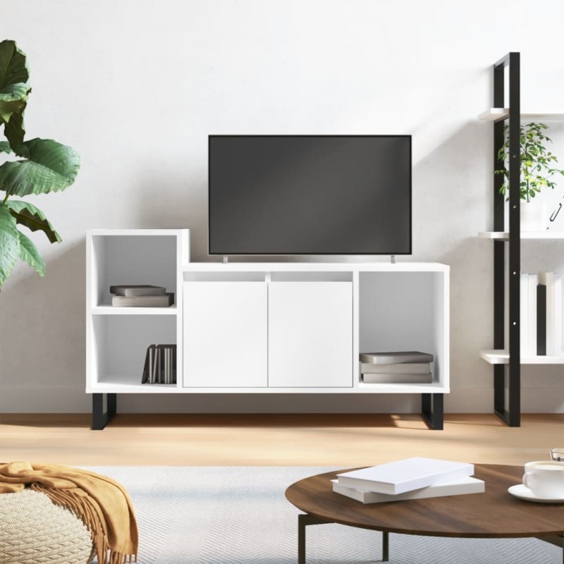 vidaXL Mobile Porta TV Bianco Lucido 100x35x55 cm in Legno Multistrato vidaXL Mobile Porta TV Bianco Lucido 100x35x55 cm in Legno Multistrato