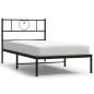 vidaXL Giroletto con Testiera in Metallo Nero 100x190 cm vidaXL Giroletto con Testiera in Metallo Nero 100x190 cm