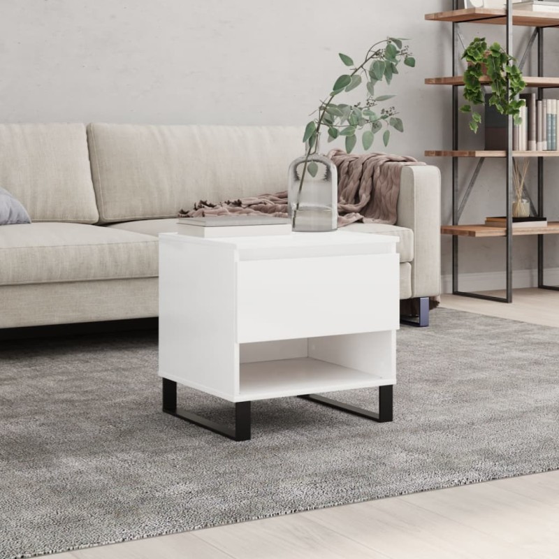 vidaXL Tavolino Bianco Lucido 50x46x50 cm in Legno Multistrato vidaXL Tavolino Bianco Lucido 50x46x50 cm in Legno Multistrato