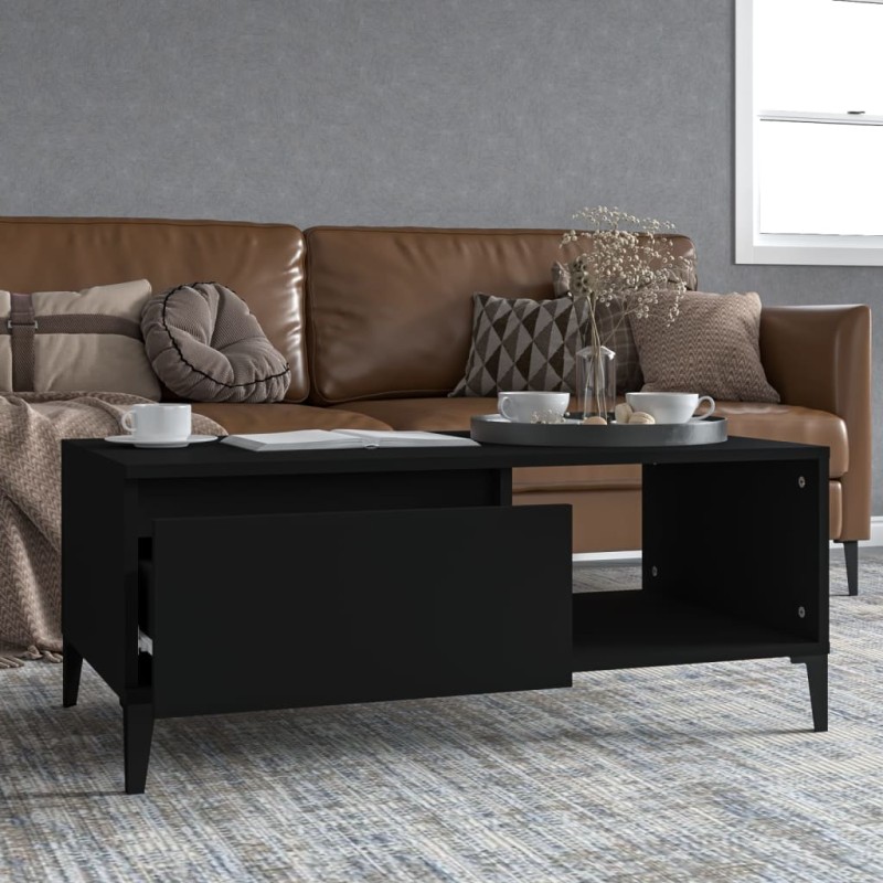 Tavolino da Salotto Nero 90x50x36,5 cm in Legno Multistrato Tavolino da Salotto Nero 90x50x36,5 cm in Legno Multistrato