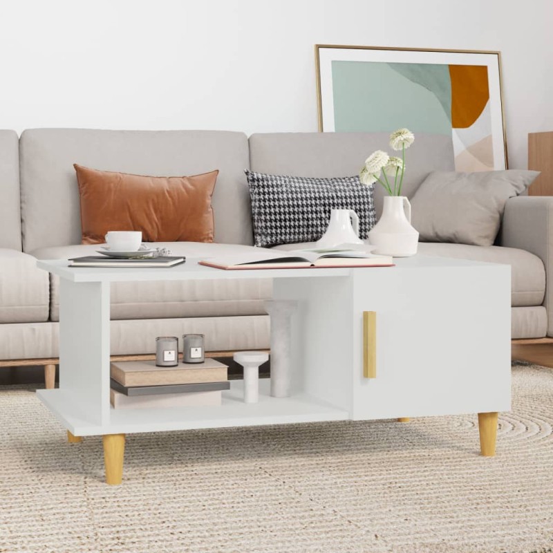 vidaXL Tavolino da Salotto Bianco 90x50x40 cm in Legno Multistrato vidaXL Tavolino da Salotto Bianco 90x50x40 cm in Legno Multistrato