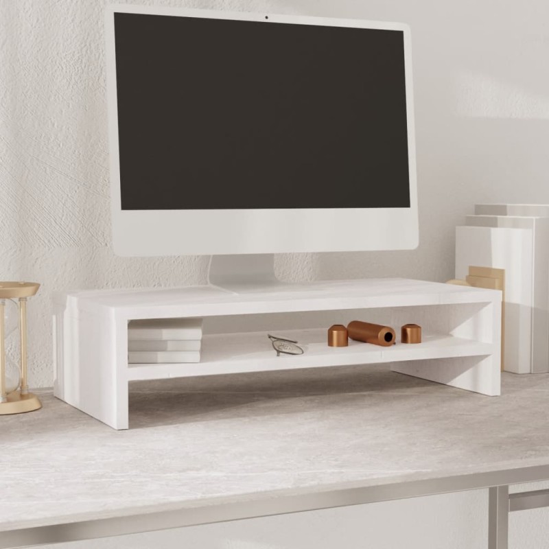 vidaXL Supporto per Monitor Bianco 50x24x13 cm Legno Massello di Pino vidaXL Supporto per Monitor Bianco 50x24x13 cm Legno Massello di Pino