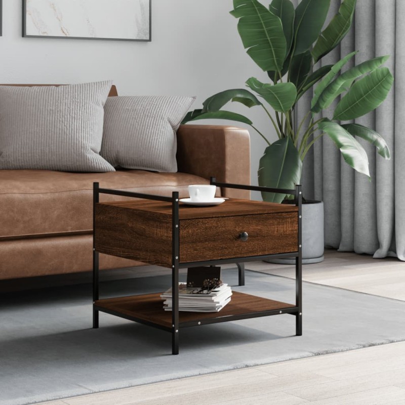 vidaXL Tavolino da Salotto Rovere Marrone 50x50x50cm Legno Multistrato
