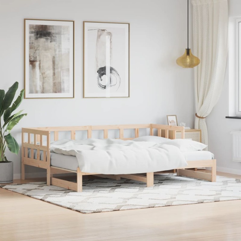 vidaXL Divano Letto con Letto Estraibile 90x190 cm Legno Massello Pino vidaXL Divano Letto con Letto Estraibile 90x190 cm Legno Massello Pino