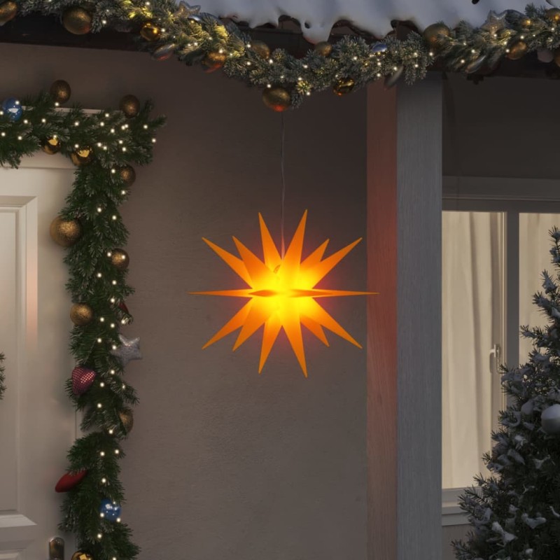 vidaXL Illuminazioni Stella Moravia con LED 3pz Pieghevoli Gialle 43cm vidaXL Illuminazioni Stella Moravia con LED 3pz Pieghevoli Gialle 43cm