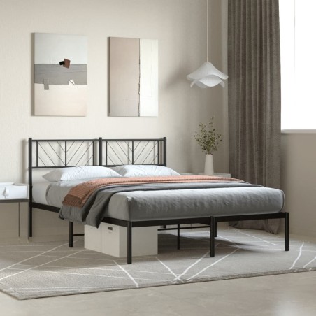vidaXL Giroletto con Testiera in Metallo Nero 140x200 cm