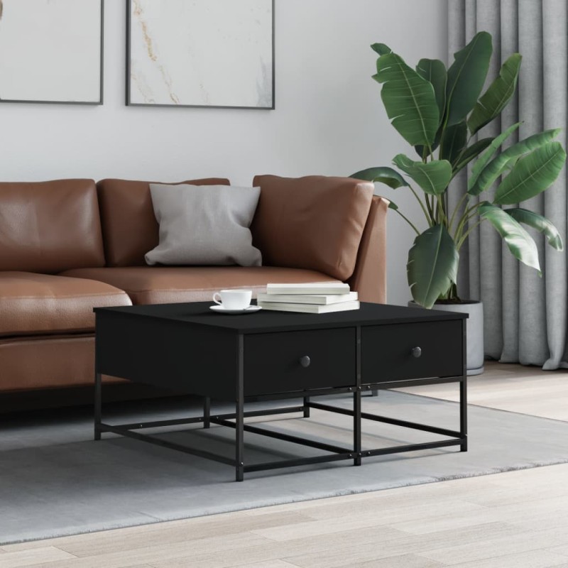 vidaXL Tavolino da Salotto Nero 80x80x40 cm in Legno Multistrato