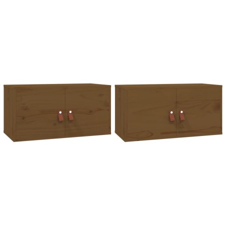Pensili 2 pz Marrone Miele 60x30x30cm in Legno Massello di Pino