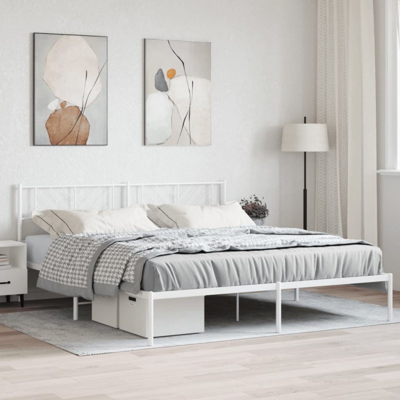 vidaXL Giroletto con Testiera Metallo Bianco 183x213 cm vidaXL Giroletto con Testiera Metallo Bianco 183x213 cm