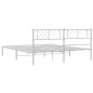 vidaXL Giroletto con Testiera Metallo Bianco 183x213 cm vidaXL Giroletto con Testiera Metallo Bianco 183x213 cm