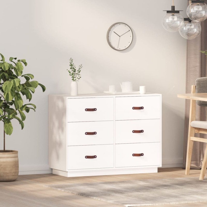 Credenza Bianca 100x40x75 cm in Legno Massello di Pino Credenza Bianca 100x40x75 cm in Legno Massello di Pino