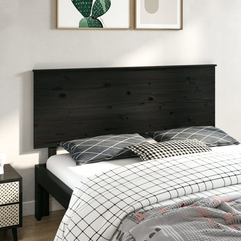 Testiera per Letto Nera 164x6x82,5 cm in Legno Massello di Pino Testiera per Letto Nera 164x6x82,5 cm in Legno Massello di Pino