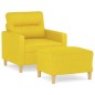 vidaXL Poltrona con Poggiapiedi Giallo Chiaro 60 cm in Tessuto vidaXL Poltrona con Poggiapiedi Giallo Chiaro 60 cm in Tessuto
