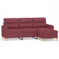 vidaXL Divano a 3 Posti con Poggiapiedi Rosso Vino 180 cm in Tessuto vidaXL Divano a 3 Posti con Poggiapiedi Rosso Vino 180 cm in Tessuto