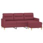 vidaXL Divano a 3 Posti con Poggiapiedi Rosso Vino 180 cm in Tessuto vidaXL Divano a 3 Posti con Poggiapiedi Rosso Vino 180 cm in Tessuto