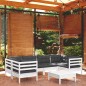 vidaXL Set Divani da Giardino 7 pz con Cuscini Bianchi Legno di Pino vidaXL Set Divani da Giardino 7 pz con Cuscini Bianchi Legno di Pino