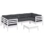 vidaXL Set Divani da Giardino 7 pz con Cuscini Bianchi Legno di Pino vidaXL Set Divani da Giardino 7 pz con Cuscini Bianchi Legno di Pino