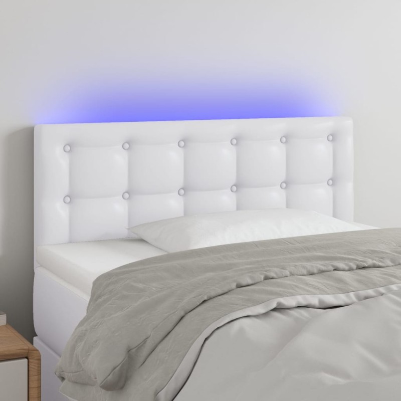 vidaXL Testiera Bianca a LED 80x5x78/88 cm in Similpelle vidaXL Testiera Bianca a LED 80x5x78/88 cm in Similpelle