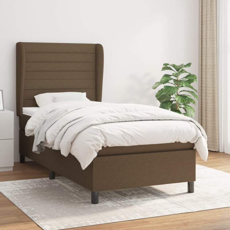 vidaXL Giroletto a Molle con Materasso Marrone Scuro 100x200cm Tessuto
