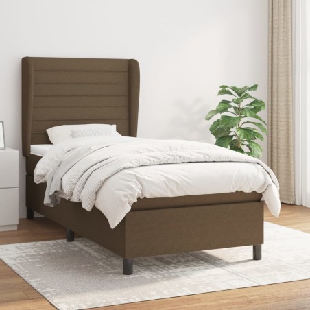 vidaXL Giroletto a Molle con Materasso Marrone Scuro 100x200cm Tessuto