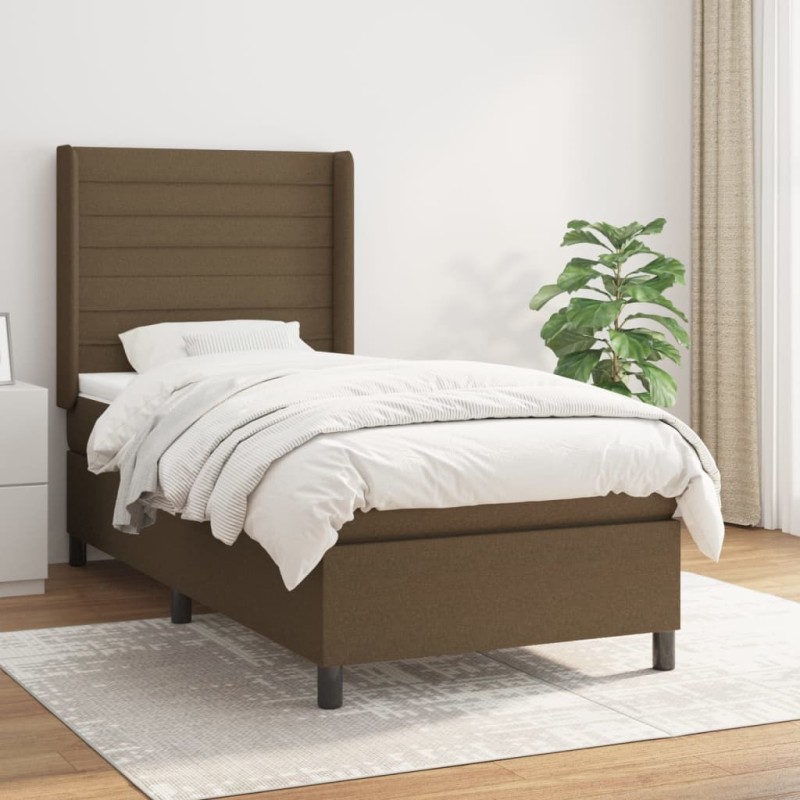 vidaXL Giroletto a Molle con Materasso Marrone Scuro 100x200cm Tessuto