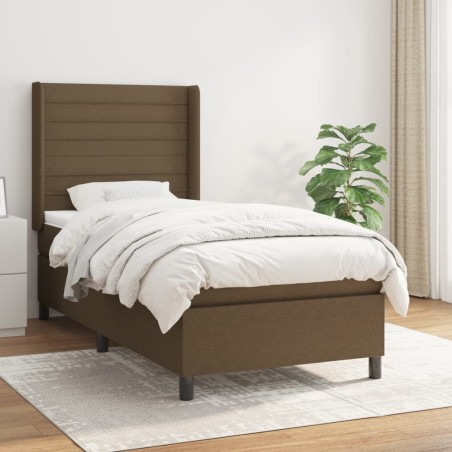 vidaXL Giroletto a Molle con Materasso Marrone Scuro 100x200cm Tessuto