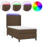 vidaXL Letto a Molle Materasso e LED Marrone Scuro 100x200 cm Tessuto vidaXL Letto a Molle Materasso e LED Marrone Scuro 100x200 cm Tessuto