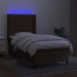vidaXL Letto a Molle Materasso e LED Marrone Scuro 100x200 cm Tessuto vidaXL Letto a Molle Materasso e LED Marrone Scuro 100x200 cm Tessuto