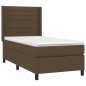 vidaXL Letto a Molle Materasso e LED Marrone Scuro 100x200 cm Tessuto vidaXL Letto a Molle Materasso e LED Marrone Scuro 100x200 cm Tessuto
