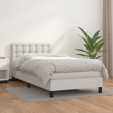 vidaXL Giroletto a Molle con Materasso Bianco 80x200 cm in Similpelle