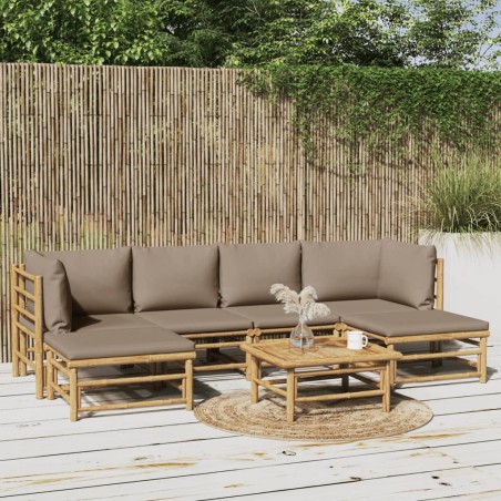 vidaXL Set Salotto da Giardino 7pz con Cuscini Tortora Bambù
