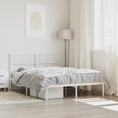 vidaXL Giroletto con Testiera Metallo Bianco 135x190 cm
