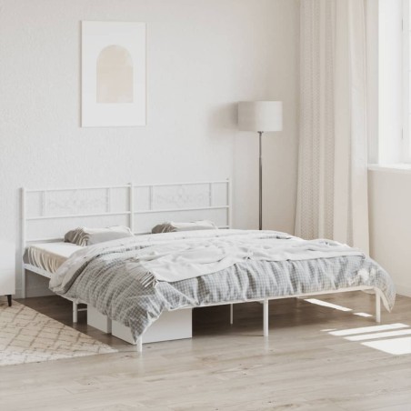 vidaXL Giroletto con Testiera Metallo Bianco 193x203 cm