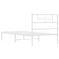 vidaXL Giroletto con Testiera Metallo Bianco 90x190 cm