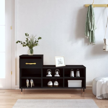 vidaXL Scarpiera Nera 102x36x60 cm in Legno Multistrato