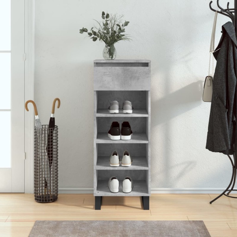 vidaXL Scarpiera Grigio Cemento 40x36x105 cm in Legno Multistrato