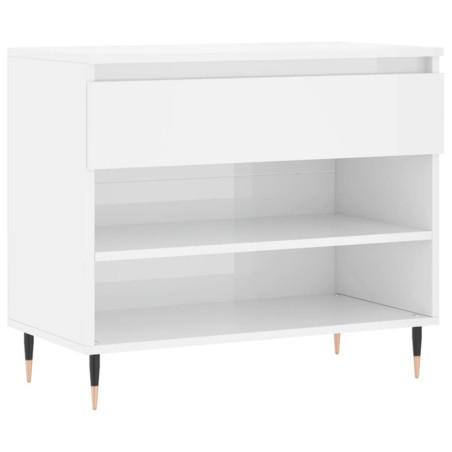 vidaXL Scarpiera Bianco Lucido 70x36x60 cm in Legno Multistrato