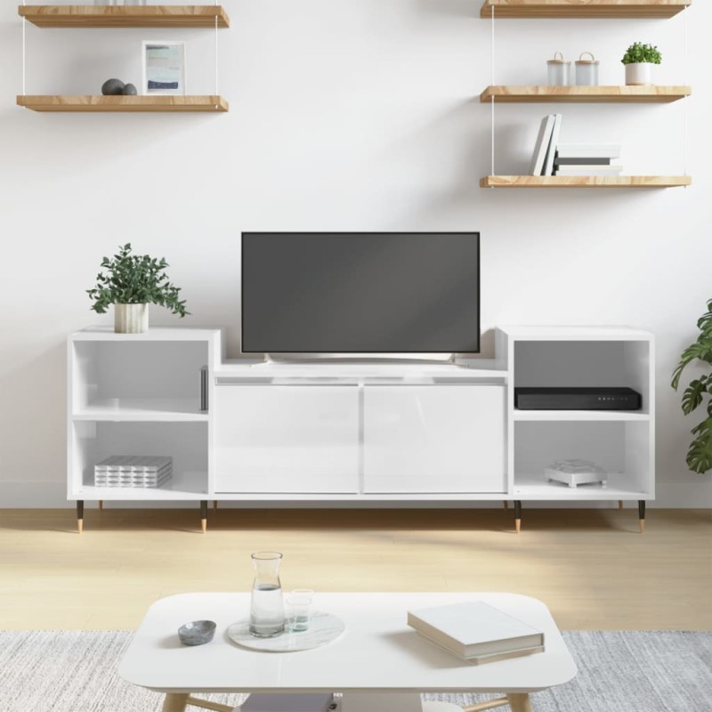 vidaXL Mobile Porta TV Bianco Lucido 160x35x55 cm in Legno Multistrato vidaXL Mobile Porta TV Bianco Lucido 160x35x55 cm in Legno Multistrato