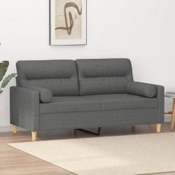 vidaXL Divano a 2 Posti con Cuscini Grigio Scuro 140 cm in Tessuto