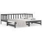 vidaXL Dormeuse Estraibile Grigia 2x(90x190) cm Legno Massello di Pino