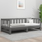 vidaXL Dormeuse Estraibile Grigia 2x(90x190) cm Legno Massello di Pino