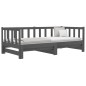 vidaXL Dormeuse Estraibile Grigia 2x(90x190) cm Legno Massello di Pino