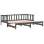 vidaXL Dormeuse Estraibile Grigia 2x(90x190) cm Legno Massello di Pino