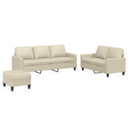 vidaXL Set di Divani 3 pz con Cuscini crema in Similpelle