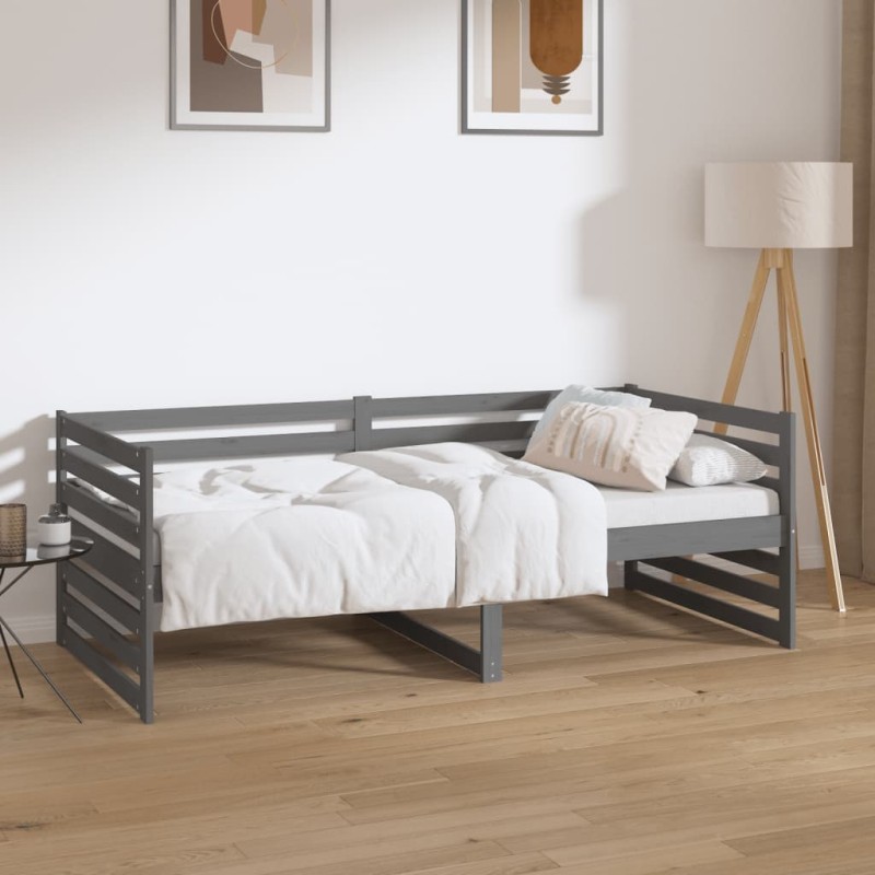 vidaXL Dormeuse Grigia 90x190 cm in Legno Massello di Pino vidaXL Dormeuse Grigia 90x190 cm in Legno Massello di Pino