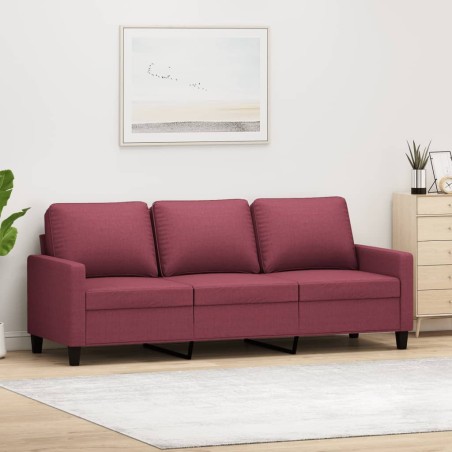 vidaXL Divano a 3 Posti Rosso Vino 180 cm in Tessuto